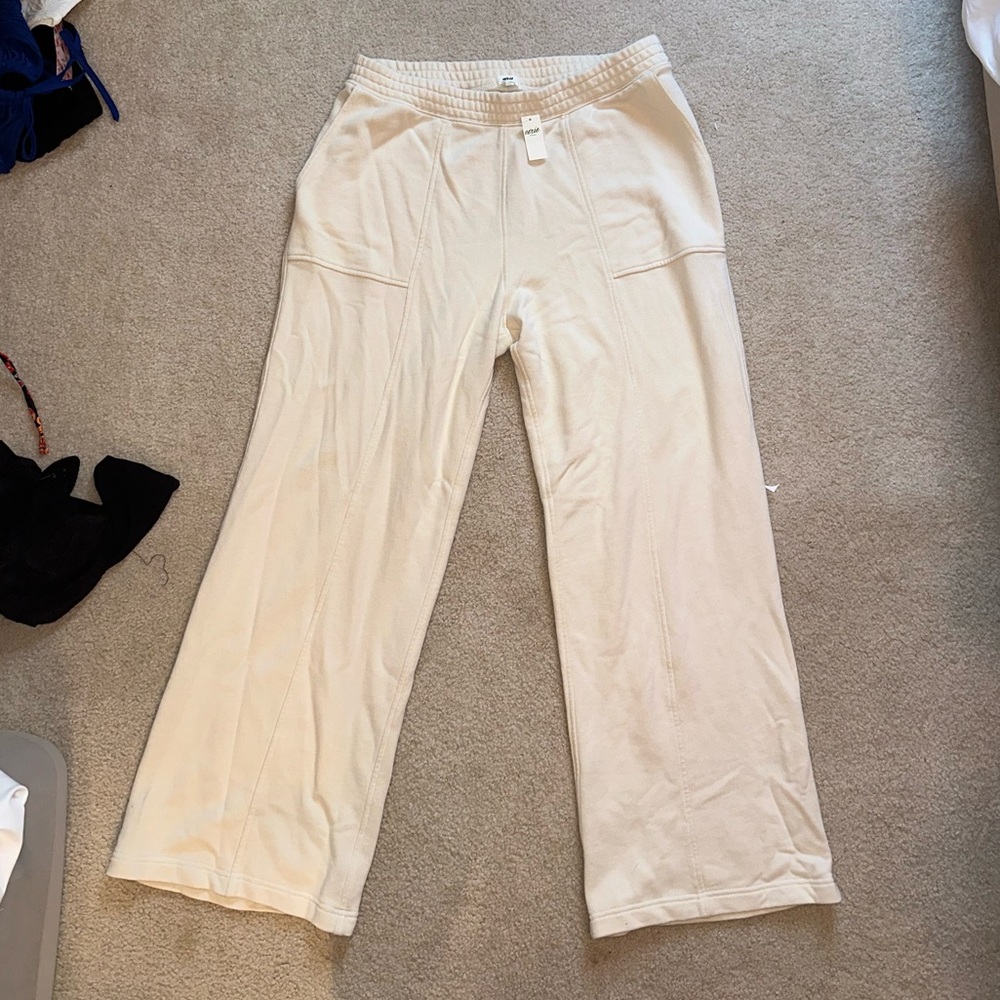 Aerie Cream Wide Leg Sweatpants